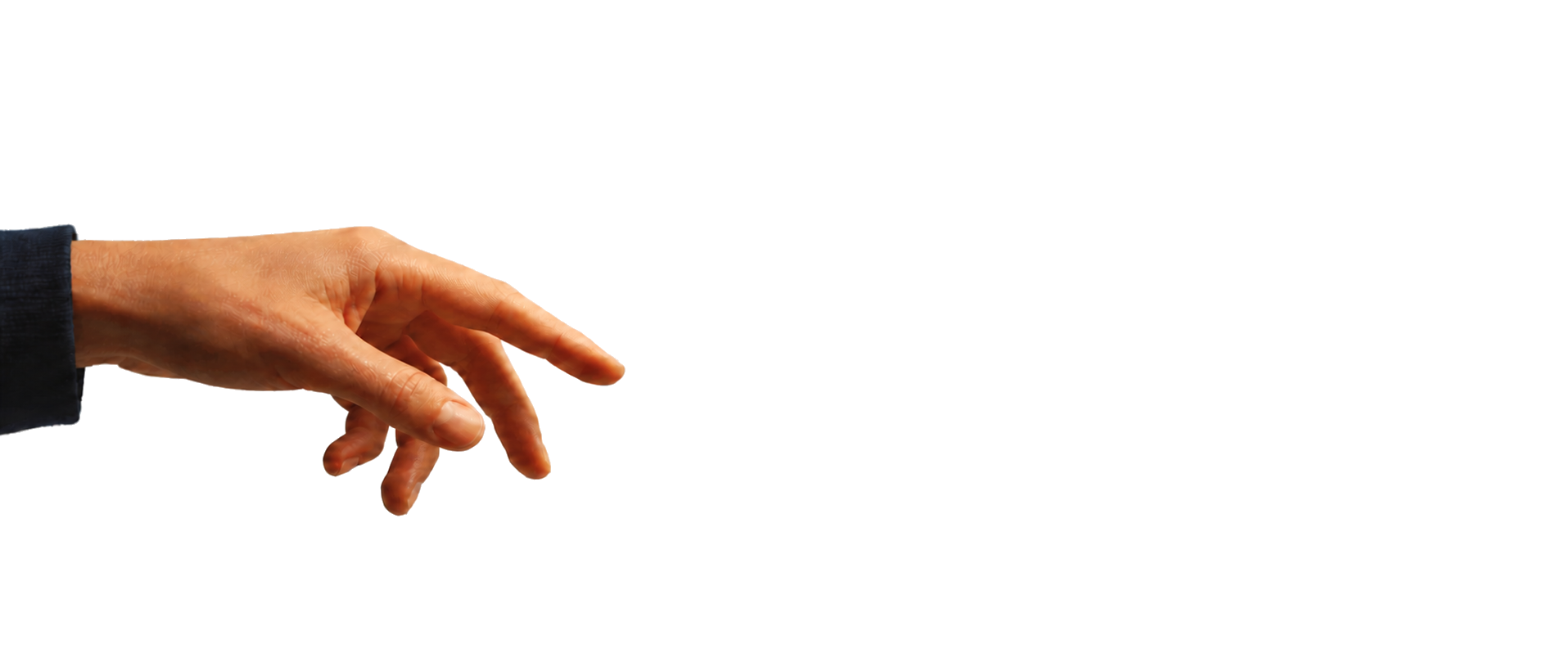 A human hand reaching toward the center
